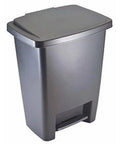 Step On Trash Can With Lid 8.25 Gallon Gray Quiet Close Easy Clean Wastebasket For Home Kitchen Bedroom Office Space Saving