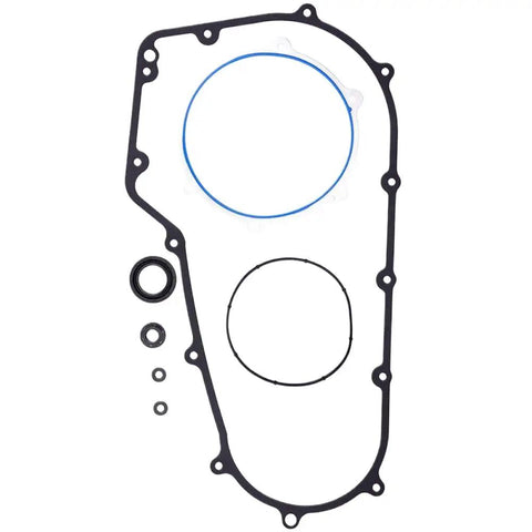No Sweat Drop Right In Motorcycle Clutch Primary Cover Gasket Kit, heavy duty rubber parts, fits Softail, clear gasket design.