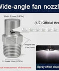 Wide Angle Fan Nozzle dimensions for Shop Grade Heavy Duty 304 Stainless Steel Wide Angle Fan Nozzle 1 4 Inch External Thread For Tough Industrial Cooling And Dust Removal Fire Sprinkler Spray Head 4Mm Orifice 5 Pc Pack.