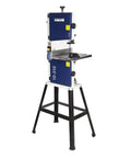 Compact 10 Inch Bandsaw With Cast Iron Table And Steel Stand For DIY Woodworkers, Rip Fence, Quick Release Tension, Four And Five Eighth Inch Resaw Capacity, Space Saving Power For Beginner Friendly Woodworking Projects