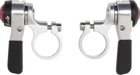 Flat Bar 10 Speed Thumb Shifters for Double and Triple Chainring Setups, showing ergonomic levers and durable construction.