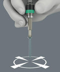 Hand holding 7 Piece Tap Bits Set With Rapidaptor Quick Change Technology and hex shank for metal over target graphic