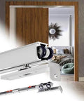 Soft Close Sliding Pocket Door Kit With 10.8ft Barn Door Track System For Smooth Glide Closet Doors, Silver White Finish Installed
