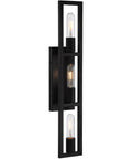 Urban Oasis Matte Black 3 Light Bathroom Vanity Fixture With Industrial Vibe, side view showing vertical alignment and matte finish