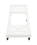 Heavy Duty 2000 Lbs Capacity Moving Dolly With 6 Smooth Wheels And 3 Brakes, Adjustable Telescoping Steel Furniture Mover For Frige And Washer, Super Tough White Roller Cart For Office Moves shown from the top view.