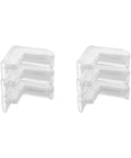 Stacks of clear 30 Pcs Table Corner Protectors With Heavy Duty Adhesive Tape Soft PVC Safety Corner Guards for collision absorption.