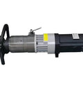 AOXHUGB Electric Rebar Bender 1600W Hydraulic Steel Bar Bending Machine side view showing portable motor and handle.