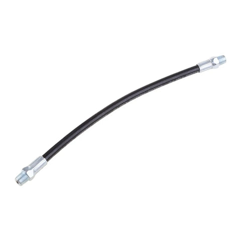 Injector hose for Beefy Air Powered High Pressure Pneumatic Grease Gun With Ergonomic Grip, heavy duty, black with metal fittings.
