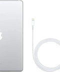 Pre Owned Seventh Gen Ten Point Two Inch Wireless Tablet Thirty Two Gb Storage Silver Body Touch Id Sensor A10 Fusion Processor Mean Performance Slick Aluminum Panel Sweet Deal For Binging Shows And Homework with charging cable.