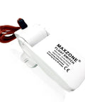 Automatic Submersible Bilge Water Pump For Boats 12V 1100GPH With Float Switch showing white plastic float switch and red wires