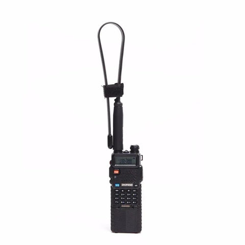 Two Pack SMA Female Foldable Ham Radio Antenna AR 152A High Gain 2.15dBi 144 430MHz attached to Baofeng UV-5R radio