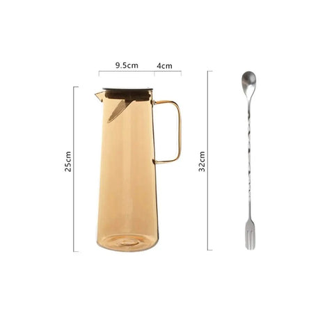 A Game Changer High Borosilicate Glass Pitcher With Secure Tight Lid And Long Mixing Spoon One Point Six Liter Heat Resistant Beverage Carafe.