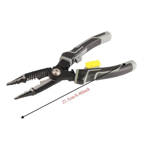 9 In 1 Electrician Pliers Set With Sturdy Carbon Steel For Wire Stripping Cutting Crimping And More, 21.5cm length, side view
