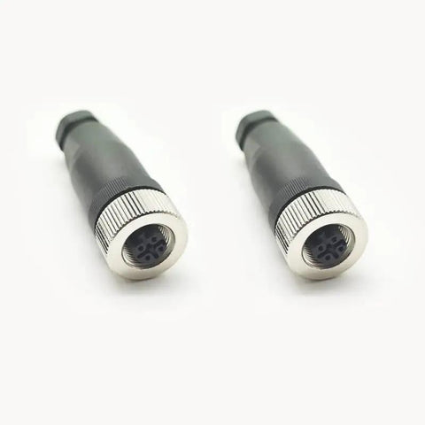 Two Pack M12 4 Pin Female Circular Connector D Code Industrial IP67 Waterproof Field Wireable Sensor Adapter