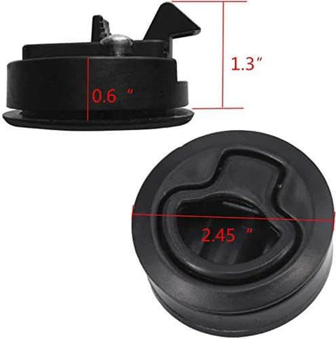 2 Inch Flush Pull Slam Latch Set In Black ABS Plastic For RV Boat Doors Cabinets And Decks, Round 2 Diameter, side view