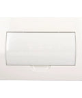 Heavy Duty 12 Way Din Rail Circuit Breaker Box With Rugged Stainless Steel Enclosure For Zero Headache Wiring And Smooth Power Distribution Setup That Rocks For Any Garage Rig, white polycarbonate cover.