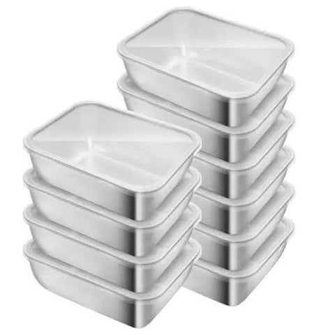 Five Piece Stainless Steel Storage Containers Set With Clear Lids Stackable Kitchen Canisters for meals and snacks