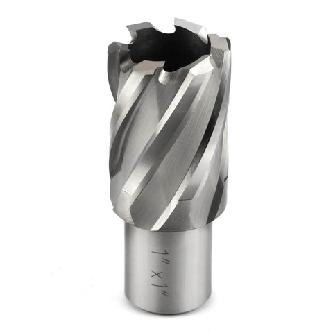 Annular cutter, 1-inch cutting diameter, 3/4 in Weldon shank, 1 in cutting depth, HSS for magnetic drill press