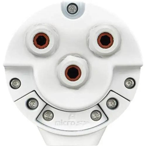 Close-up of Tough Radiometric Bullet Thermal Camera connector ports, showcasing the three ports for connectivity and mounting.