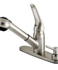 Pull Out Kitchen Faucet In Brushed Nickel, Solid Brass Build With Duraseal Washerless Cartridge