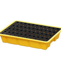 Workhorse Spill Containment Pallet With Drain For Oil Drums In Yellow And Black Polyethylene Leakproof Heavy Duty Ideal For Industrial
