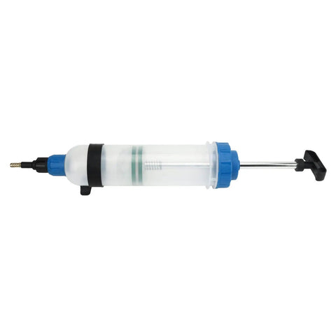 Ultimate 1.5L Fluid Extractor Engine Oil Syringe With Smart Arrow Case Master Cylinder Transfer Pump side view with clear body