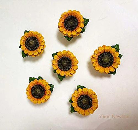 Sunflower Vintage Kitchen Resin Drawer Pulls Cabinet Knobs And Handles Pack Of 6 For Country Home Decor arranged on a white surface