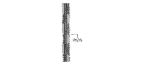 Close-up of 100 Ft Roll Zipper Pile Weatherstrip with 0.250 Inch Pile Height And 0.187 Inch Backing Gray, showing double center fin design.