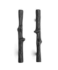 8 Pack Black Twig Branch Cabinet Knobs and Rustic Drawer Pulls Set displayed in vertical position