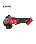 Professional Grade M18 Fuel Four Pack Cordless Power Tool Combo Kit Featuring Heavy Hitting One Half Drill Fast Draw Impact Wrench And Kickin Sawszall Saw Built For Long Shifts On Site With Top Shelf Performance - Milwaukee 4-1/2 inch grinder with brushless motor.
