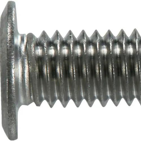 Close-up of Premium Heavy Duty Stainless Steel Hex Robe Screw featuring Ultra Low Head Design M5 X 8 Millimeter.