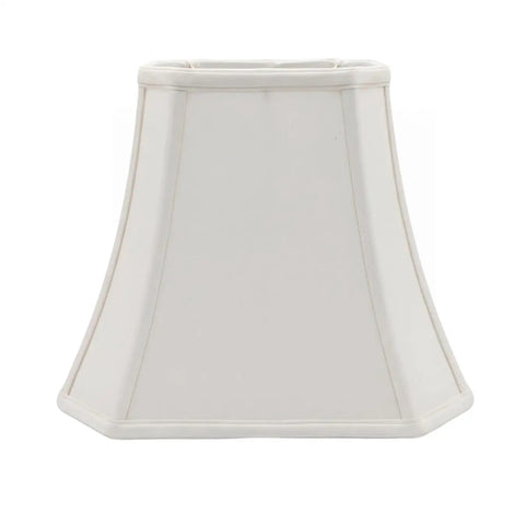 White Rectangle Cut Corner Lamp Shade With Classic Style, Handcrafted Silk Shantung Or Linen Fabric, Softback Off White Polycotton Lining, Top 7x9 Bottom 10.25x16 Slant 12.25, Great For Table Or Floor Lamps