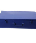 Heavy Duty Electric Hydraulic Angle Steel Cutter 1400W Portable Chamfering Machine in blue toolbox for easy storage.