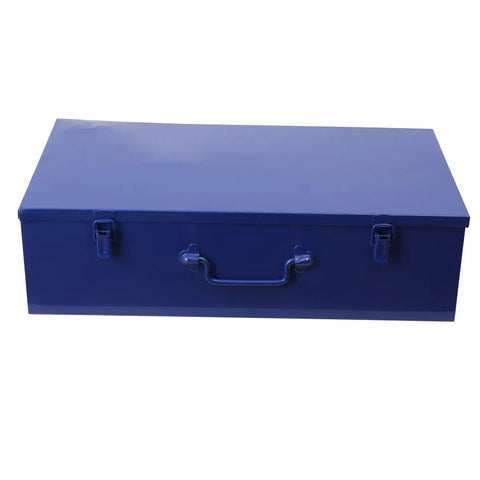 Heavy Duty Electric Hydraulic Angle Steel Cutter 1400W Portable Chamfering Machine in blue toolbox for easy storage.