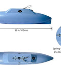 Top and side view of durable polyethylene pontoons for Kayak Stabilizers Package With Hard Outrigger Floats Adjustable Stabilizer System.