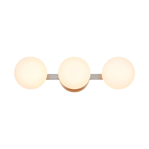 Modern 3 Light Globe Vanity Light Fixture Brushed Nickel Wall Mount Sconce with Opal Glass Diffused Globe Shades front view