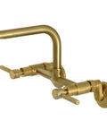 Concord 8 Inch Adjustable Center Wall Mount Kitchen Faucet in oil rubbed bronze with drip free ceramic disc cartridge.