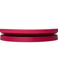 Side view of Grab-And-Go Collapsible Pour Over Coffee Dripper for Camping, Portable Silicone Filter Holder, red, folded flat.