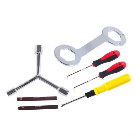 Heavy Duty Three Way Hex Socket Wrench For 8Mm 10Mm And 12Mm Fasteners Engineered For Washing Machine Repairs and Household Fixes Featuring A Sturdy Y Grip crafted from heat treated chrome vanadium steel with assorted tools.