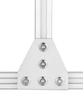 Close-up of Kickass 2020 Series Aluminum Corner Brackets And Five Hole T Shape Joint Plates for structural rigidity.