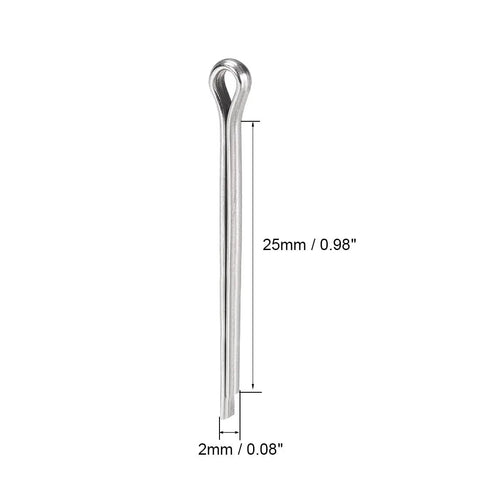 Durable 2mm By 25mm Heavy Duty Stainless Steel Split Cotter Pins Set With Two Prongs And Locking Clip For Automotive And DIY Projects 304