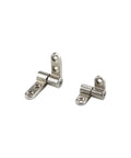 Pair of silver zinc alloy 360-degree torque hinges with mounting holes for cabinet doors