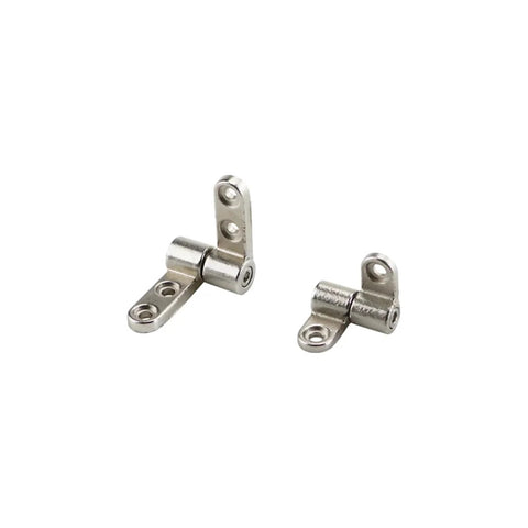 Pair of silver zinc alloy 360-degree torque hinges with mounting holes for cabinet doors