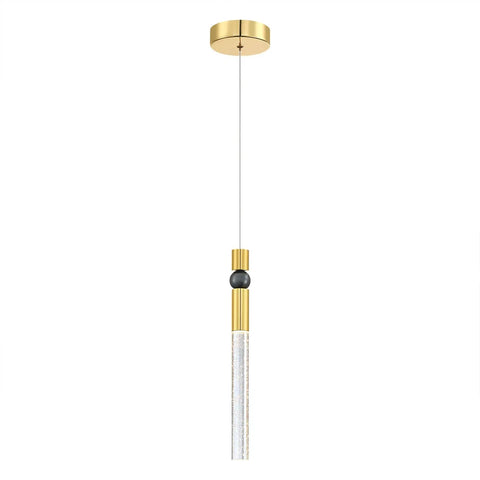 Mini Crystal Pendant Light With Dimmable LED Bulb For Kitchen Island And Bathroom Black Gold Finish Featuring Bubble Crystal Cylinder And Sleek Modern Low Profile Design For Dope Ambient Lighting