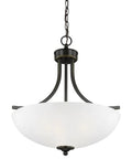 Geary Three Light Pendant In Midnight Black Steel Dope Modern Hanging Fixture With 20.62 Inch Height And 18.62 Inch Diameter