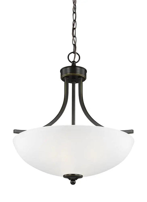 Geary Three Light Pendant In Midnight Black Steel Dope Modern Hanging Fixture With 20.62 Inch Height And 18.62 Inch Diameter