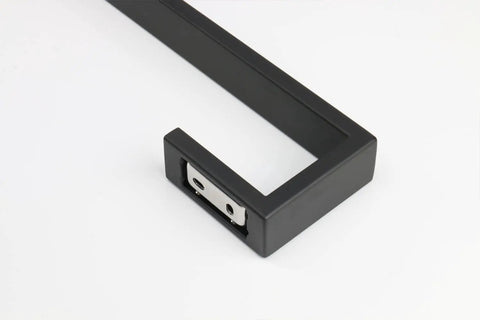 Heavy Duty Square Base Wall Mount Towel Rack Built To Last In Matte Black SUS304 Stainless Steel Bar 16 inch corner detail