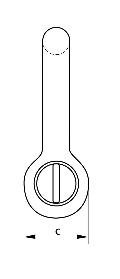 Technical drawing of Beefy Heavy Duty Bow Shackle With Screw Collar Pin G-4161 55 Ton WLL EN 13889 MBL 6X WLL, top view.