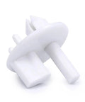 Four Pack 241993101 Refrigerator Shelf Support Clips Heavy Duty Plastic Crisper Bin Holder Pins Universal Fit For Frigidaire Kitchen Appliances, white plastic clip with short and long pins.