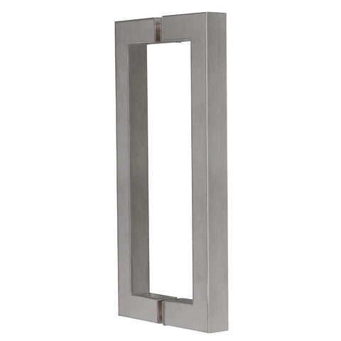 Brushed Nickel 8x8 Square Tubing Back To Back Pull Handle For Glass Doors Slick SQ Series Center To Center 8 Inches